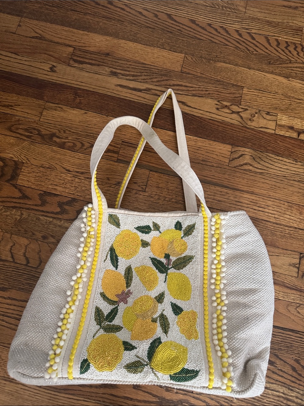 Yellow Floral Embroidered Women's Tote Bag